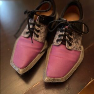 John Fluevog Purple and Black Oxfords